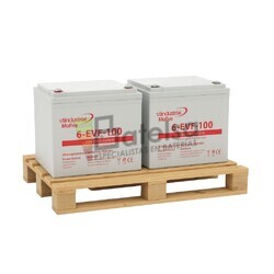 Pack 2 Bateras VT MOTIVE 6-EVF100 | para transpaleta 12V 100 Amperios